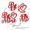 1 PCS Be Mine Cake Topper Glitter Happy Valentine's Day Cake Topper Sweet Love Heart Cake Pick Decorations for Valentine's Day Theme Wedding Bridal Shower Birthday Party Supplies Red view 3