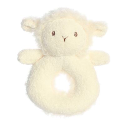 Ebba Playful Cherub Lamb Rattle Baby Stuffed Animal - Comforting Companion - Interactive Fun - White 6 Inches