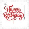 Crseniny Happy Birthday Cake Topper,Red Glitter Birthday Sign Cake DecorationsAnniversary Party/Bday Party Decoration Supplies view 2