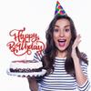 Crseniny Happy Birthday Cake Topper,Red Glitter Birthday Sign Cake DecorationsAnniversary Party/Bday Party Decoration Supplies view 4