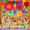 [ 7 Varieties ] 33Pcs Cinco De Mayo Fiesta Party Decorations, Mexican Themed Party Supplies, Paper Fans Pom Poms Table Cover Llama Balloons Pennant Papel Picado Banner Honeycomb Table Decor view 4