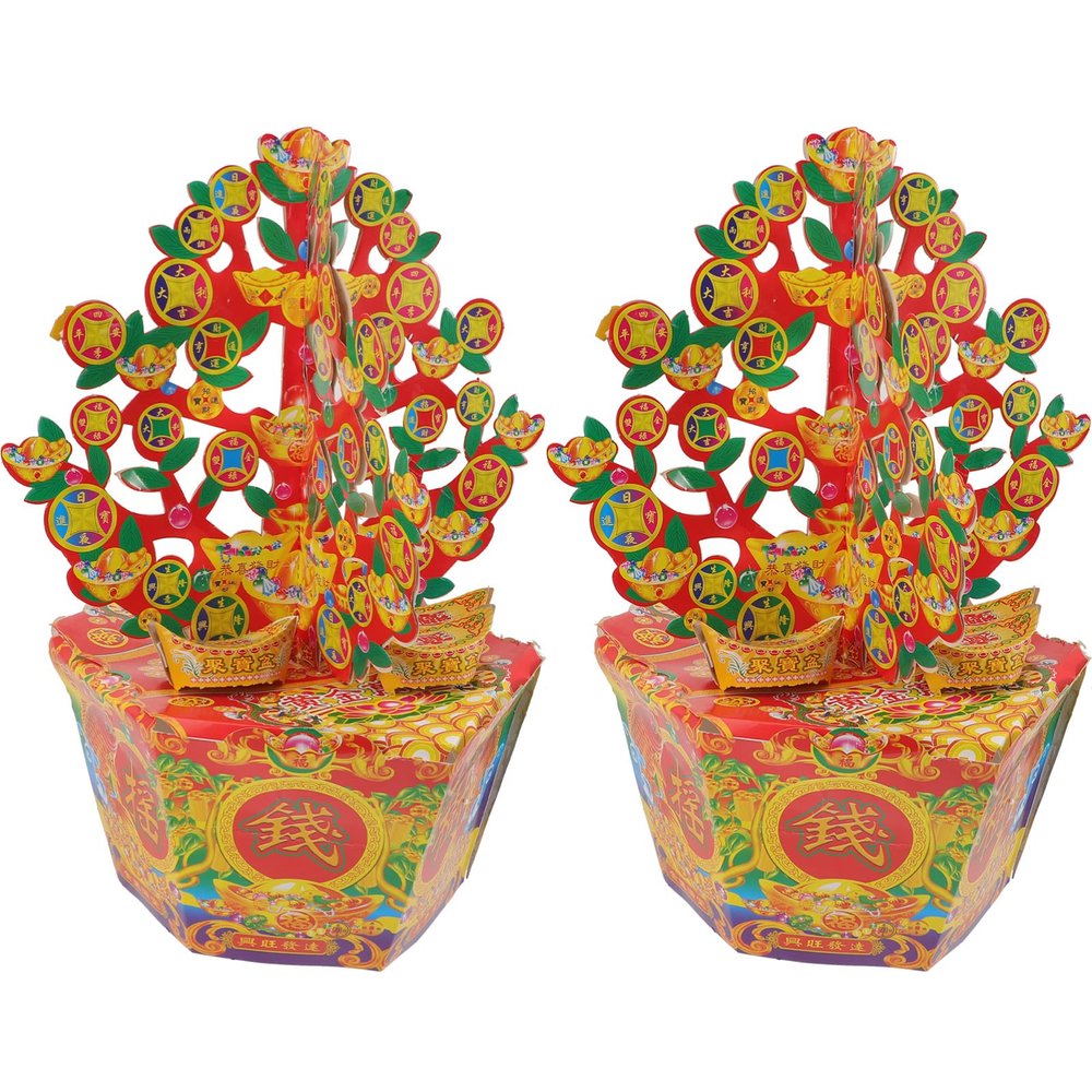 Homoyoyo 1 Pair Paper Tree Money Papers Sacrifice Money Ghost Money Wealth Money Bowl Money Tree to Burn Ancestor Large Denomination Burning Money Cash Cow Accessories