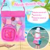 Collapsible Beach Toys Set for Kids Toddlers Girls, Collapsible Sand Bucket and Shovels Set with Mesh Bag & Sand Molds, Ice Cream Travel Sand Toys for Beach, Sandbox Toys for Toddlers Kids Age 3-10 view 3