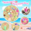 Collapsible Beach Toys Set for Kids Toddlers Girls, Collapsible Sand Bucket and Shovels Set with Mesh Bag & Sand Molds, Ice Cream Travel Sand Toys for Beach, Sandbox Toys for Toddlers Kids Age 3-10 view 4