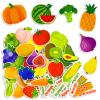 PENGFULL Felt Fruits and Vegetables Learning Pieces,62 Felt Flannel Board Pieces,Learn Common Fruits and Vegetables and Words for Kindergarten,Preschool,Toddlers view 1