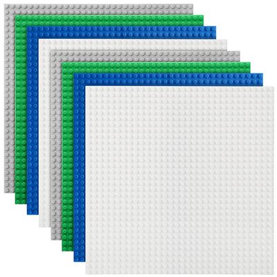 Lekebaby 8 Pack Classic Baseplates Building Base for Building Bricks, 10" x 10" Building Boards - 100% Compatible with Major Brands, Green/Grey/Blue/White