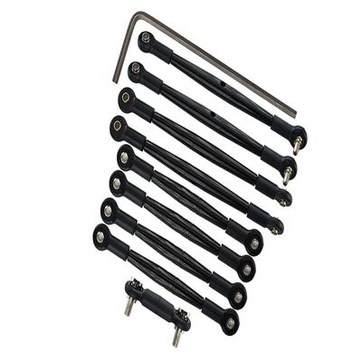 Complete Aluminum Steering Tie Rod & Suspension Pushrod Linkage Set for Traxxas 1/16 Mini E-Revo Summit Upgrades - Black