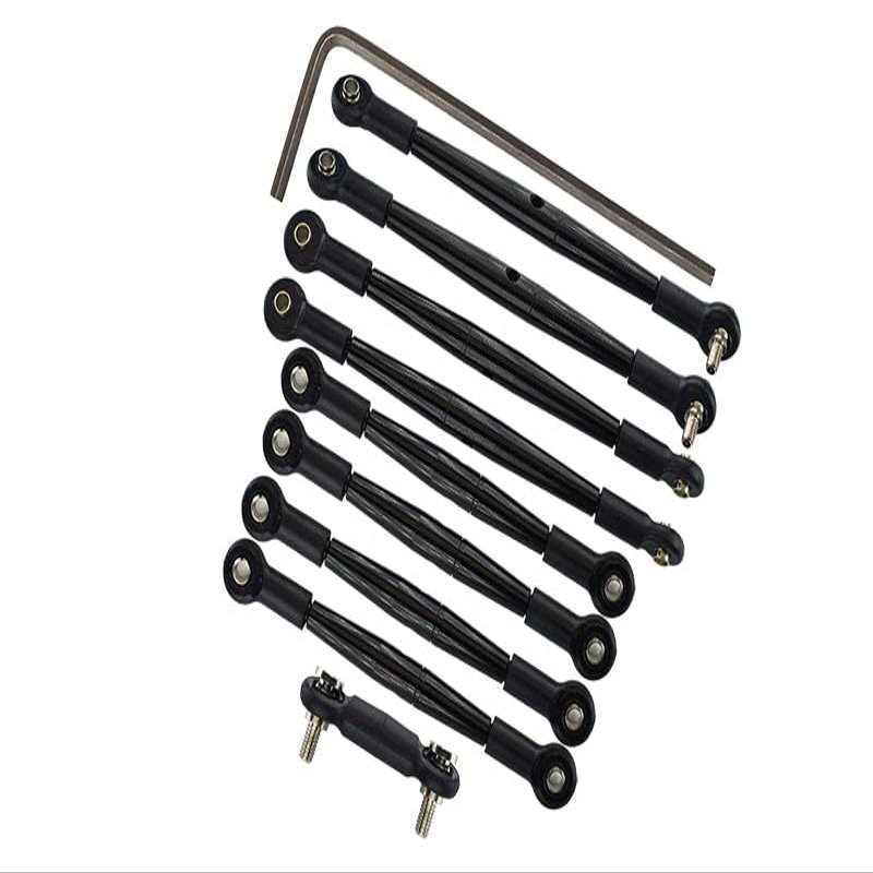 Complete Aluminum Steering Tie Rod & Suspension Pushrod Linkage Set for Traxxas 1/16 Mini E-Revo Summit Upgrades - Black