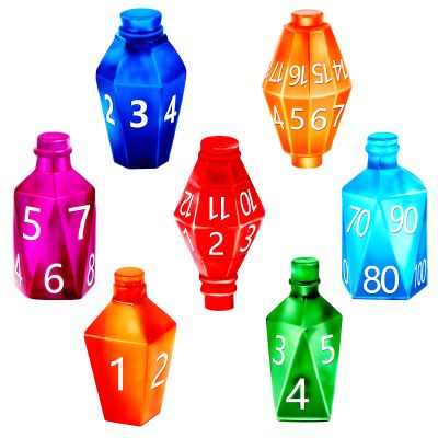 7 Pcs RPG Potion Dice Set D4 Dice Set Potion Tokens Accessories Polyhedral Role Playing RPG Player Party Favors Gifts