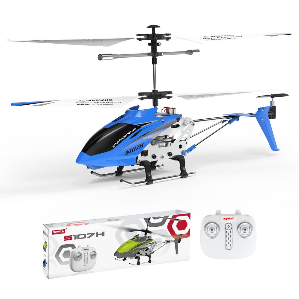 Cheerwing Remote Control Helicopter,SYMA S107H Mini RC Helicopter with Gyro,Altitude Hold, One Key Take Off/Landing for Adults Kids(Blue)