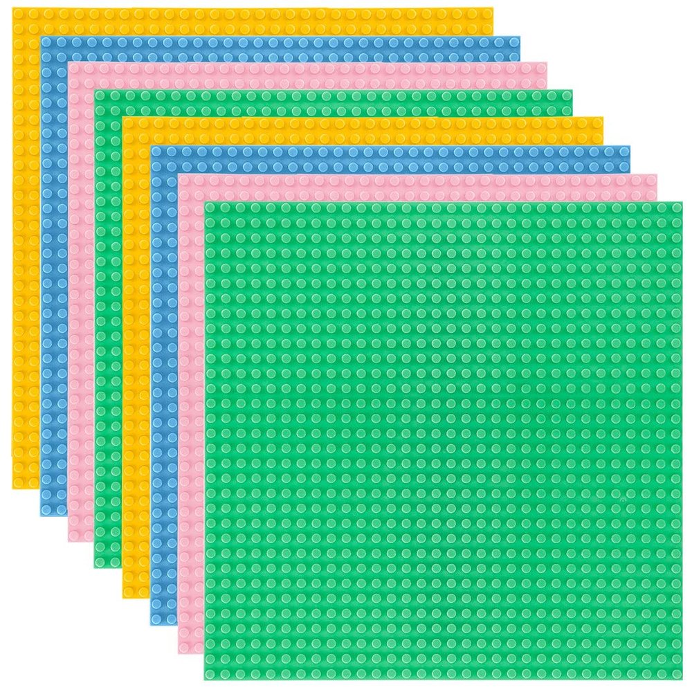 Lekebaby 8 Pack Classic Baseplates Building Base for Building Bricks, 10" x 10" Building Boards - 100% Compatible with Major Brands, Macaron