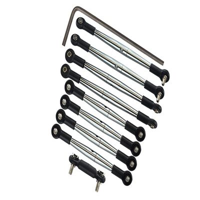 Complete Aluminum Steering Tie Rod & Suspension Pushrod Linkage Set for Traxxas 1/16 Mini E-Revo Summit Upgrades - Silver
