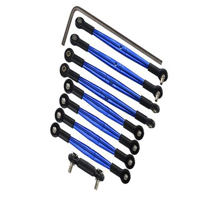 Complete Aluminum Steering Tie Rod & Suspension Pushrod Linkage Set for Traxxas 1/16 Mini E-Revo Summit Upgrades - Blue