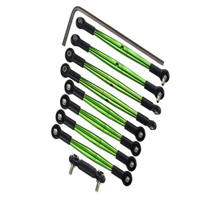 Complete Aluminum Steering Tie Rod & Suspension Pushrod Linkage Set for Traxxas 1/16 Mini E-Revo Summit Upgrades - Green