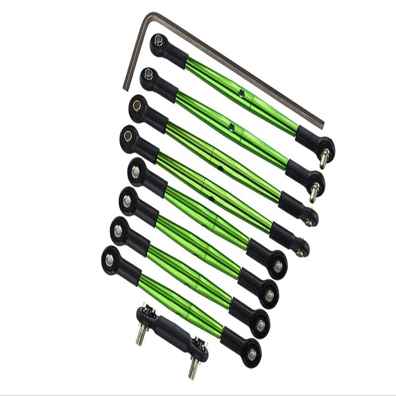 Complete Aluminum Steering Tie Rod & Suspension Pushrod Linkage Set for Traxxas 1/16 Mini E-Revo Summit Upgrades - Green