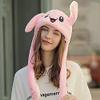 YOMEESOUL Cute Bunny Hat with Moving Ears Kawaii Accessories for Girls, Christmas Easter Party Cosplay Plush Rabbit Hats (Pink) view 3