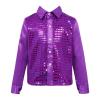CHICTRY Boy's Sequin Shirts Long Sleeve Button Down Shiny Shirt Disco Hip Hop Jazz Dance Party Choir Costume Purple 7-8 Years view 1