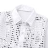 CHICTRY Boy's Sequin Shirts Long Sleeve Button Down Shiny Shirt Disco Hip Hop Jazz Dance Party Choir Costume White 12-14 Years view 3
