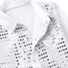 CHICTRY Boy's Sequin Shirts Long Sleeve Button Down Shiny Shirt Disco Hip Hop Jazz Dance Party Choir Costume White 12-14 Years view 4