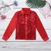 CHICTRY Boy's Sequin Shirts Long Sleeve Button Down Shiny Shirt Disco Hip Hop Jazz Dance Party Choir Costume Red 8-10 Years view 2