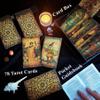 KLKOKVKE Tarot Cards Set for Beginners with Guide Book, Meanings on Them, PVC Waterproof, Including Card Holder, Table Mat, Seven Chakra Stones, and Crystal Pendulum(Golden 05) view 2