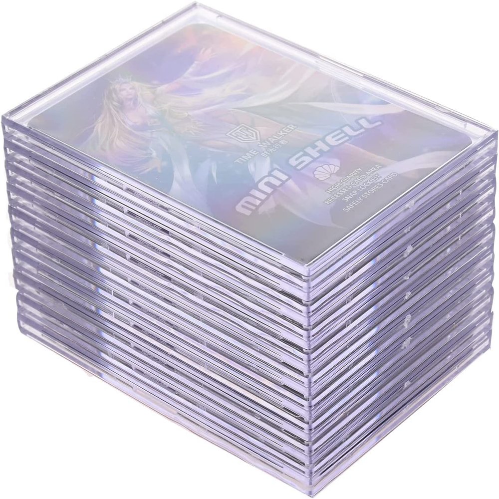 Qesonoo Card Sleeves, Trading Cards Sleeves Kit - 20 Hard Plastic Covers Soft Clear Card Sleeves + 5 Display Stand - Basketball, Football, Baseball,Game Card Protectors, White