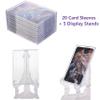 Qesonoo Card Sleeves, Trading Cards Sleeves Kit - 20 Hard Plastic Covers Soft Clear Card Sleeves + 5 Display Stand - Basketball, Football, Baseball,Game Card Protectors, White view 2