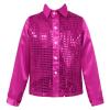 CHICTRY Boy's Sequin Shirts Long Sleeve Button Down Shiny Shirt Disco Hip Hop Jazz Dance Party Choir Costume Hot Pink 12-14 Years view 1