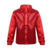CHICTRY Boy's Sequin Shirts Long Sleeve Button Down Shiny Shirt Disco Hip Hop Jazz Dance Party Choir Costume Red 10-12 Years view 1