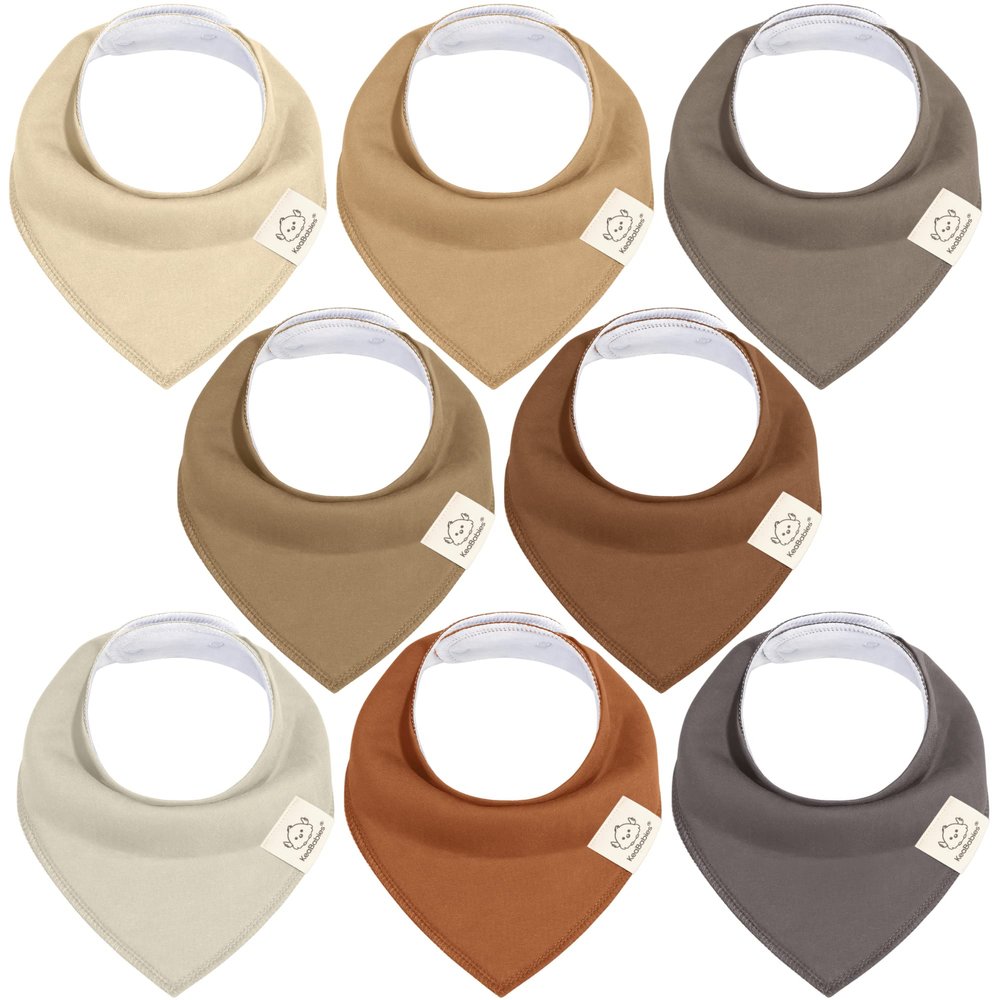 KeaBabies 8-Pack Organic Baby Bandana Bibs for Boys, Girls - Super Absorbent Triangle Baby Bibs for Drooling and Teething Infant, 100% Cotton Extra Soft for Newborn, Infant 0-36 Months (Terracotta)