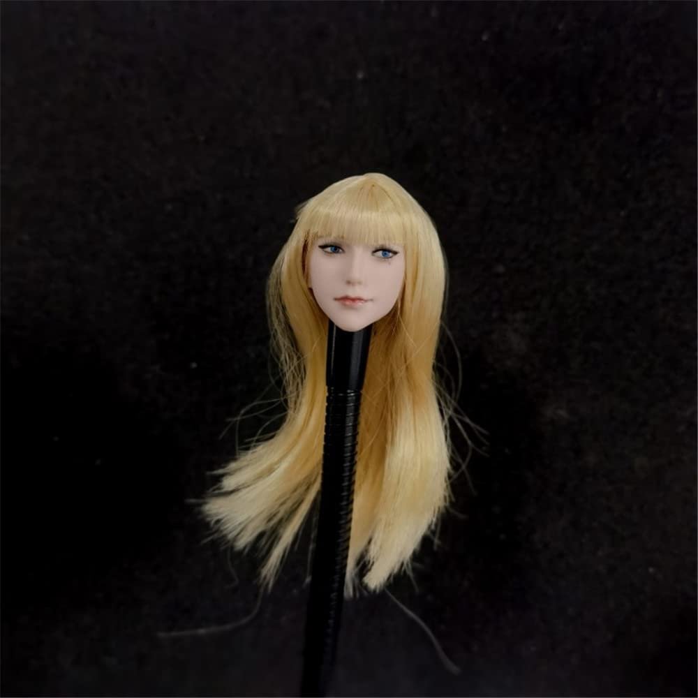 1/6 Scale Female Head Sculpt,Beauty European Girl Blonde Hair Head Carved for 12inch PH TBL JO Female Action Figure Body (C)