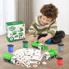 FIVEDAOGANG Garbage Truck Toy, 3 Pack Friction Powered Waste Management Garbage Truck Game with Front Load Dumpster, Back Dump Garbage,4 Trash Bins with 108 pcs Trash Cards, Gift for 3+ Years Old Kids view 2