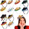 Mumufy 12 Pcs Mexican Sombrero Headband Hats Bulk for Adults Mini Fiesta Hats with Fabric Cinco De Mayo Party Decorations(Classic) view 1