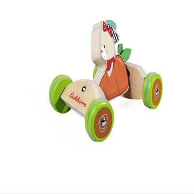 Eichhorn - Pushing Vehicle Carrot Speedster with Mouse Motif, 16 cm Long, 100% FSC-Certified Birch Wood, from 1 Year