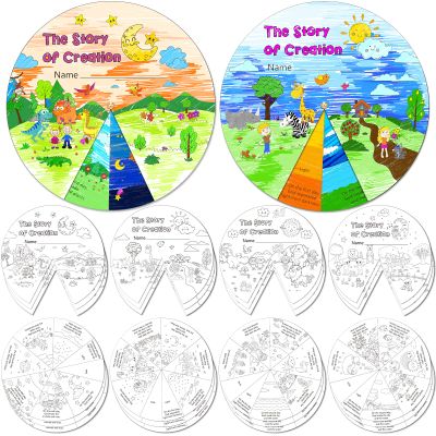 12 Sets DIY Religious Crafts Church Youth Group Fun Sunday School Activities Make Your Own The Story of Jesus Creation Wheel Vacation Bible School Crafts
