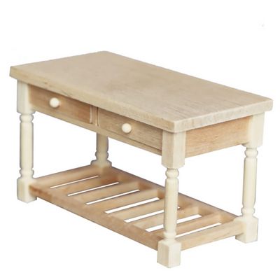 Hoement Miniature Wooden Desk Model Simulation Furniture for Dollhouse Decoration Natural Wood Retro Design for Mini House Landscape Decor Lightweight Adorable