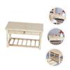 Hoement Miniature Wooden Desk Model Simulation Furniture for Dollhouse Decoration Natural Wood Retro Design for Mini House Landscape Decor Lightweight Adorable view 4