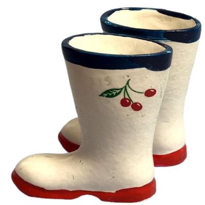 Melody Jane Dolls Houses Dollhouse White Wellington Boots Cherry Wellies Outdoor Garden Accessory