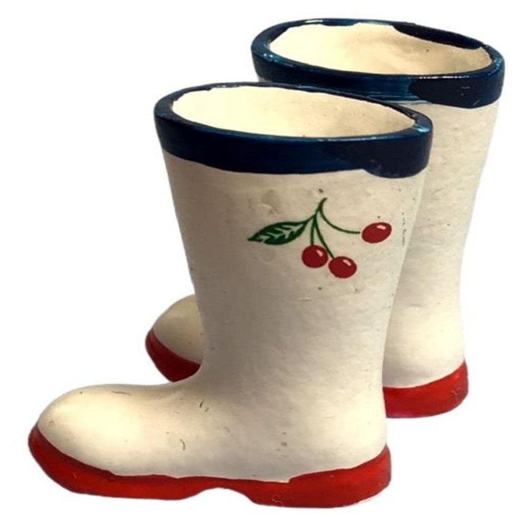 Melody Jane Dolls Houses Dollhouse White Wellington Boots Cherry Wellies Outdoor Garden Accessory