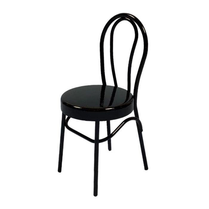 Melody Jane Dolls Houses Dollhouse Black Bistro Bentwood Metal Side Chair Cafe Kitchen Dining Furniture