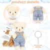 20 Sets Miniature Bear with Clothes Stuffed Plush Bear Decorations, 4.7 Inch Bears Baby Shower Doll Favors Hug Gift Card White Organza Bags for Guest Baby Shower Souvenirs Birthday Party (Blue) view 4