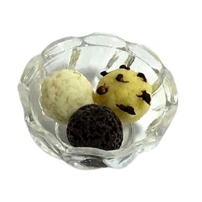 Melody Jane Dolls Houses Dollhouse Bowl of Chocolate Chip Vanilla Ice Cream Shop Cafe Kitchen Accessory