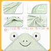 MT WORLD Personalized Hooded Towel for Toddlers, Embroidered Neutral Cotton Towel with Name, Animals Pattern - Baby Gift view 2