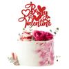 1Pcs Be My Valentine Cake Topper with Heart Glitter Sweet Love Valentine's Day Cake Picks Happy Valentine's Day Wedding Bridal Shower Birthday Party Cake Decorations Supplies Red view 1