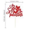 1Pcs Be My Valentine Cake Topper with Heart Glitter Sweet Love Valentine's Day Cake Picks Happy Valentine's Day Wedding Bridal Shower Birthday Party Cake Decorations Supplies Red view 2