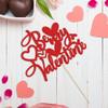 1Pcs Be My Valentine Cake Topper with Heart Glitter Sweet Love Valentine's Day Cake Picks Happy Valentine's Day Wedding Bridal Shower Birthday Party Cake Decorations Supplies Red view 3