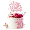 1Pcs Be My Valentine Cake Topper with Heart Glitter Sweet Love Wedding Engagement Cake Picks Decorations for Valentine's Day Love Theme Bridal Shower Birthday Party Supplies Pink view 1