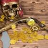 GiftExpress Plastic Gold Coins - 144 Count Kids Play Money Pirate Tokens - Toy Treasure Hunts, Chests, Cauldrons Decorations & Party Favors view 2