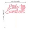 1Pcs Little Sweetheart Cake Topper Pink Glitter Sweet Love Wedding Bridal Shower Valentine's Day Cake Picks Valentine's Day Theme Baby Shower Kids Birthday Party Cake Decorations Supplies view 2