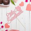 1Pcs Little Sweetheart Cake Topper Pink Glitter Sweet Love Wedding Bridal Shower Valentine's Day Cake Picks Valentine's Day Theme Baby Shower Kids Birthday Party Cake Decorations Supplies view 3